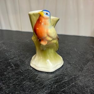 Vintage Czech Bird Bud Vase Flower Czechoslovakian Pottery Figure Signed